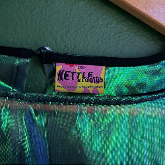 Nettle Studios Mushroom Dress in Electric Lettuce Metallic size OS+ - Picture 11 of 11